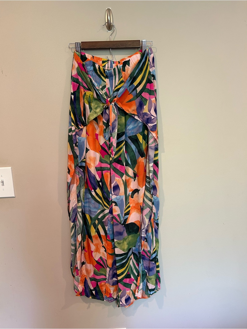 NWT Kona Sol Multicolor Tropical Tie-Waist Wide-Leg Pants (size Medium) - Picture 2 of 5